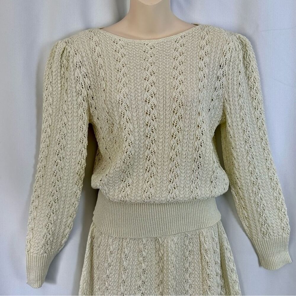 Vintage Vivanti Cottagecore Crochet Sweater Set 70's Grandmacore - Picture 9 of 16